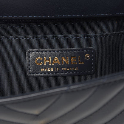 Chanel Calfskin Chevron Quilted Mini Statement Flap Navy Blue 5 of 10