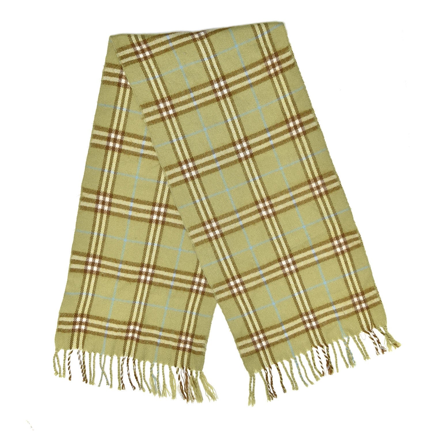 Burberry Cashmere Check Fringe Scarf Green 3 of 4
