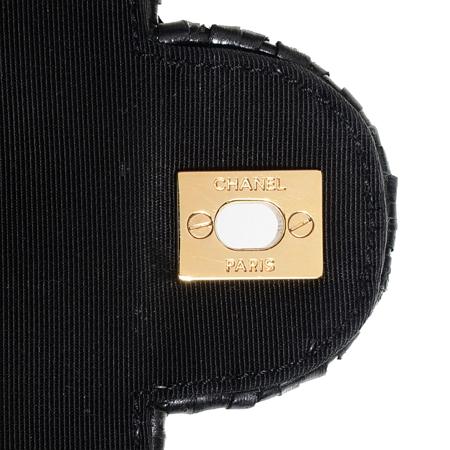 Lacquered Woven Straw Jumbo Single Flap Black