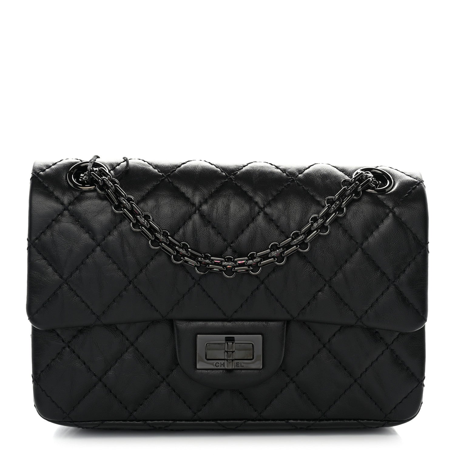 Chanel Aged Calfskin Quilted 2.55 Reissue Mini Flap So Black 1 of 11