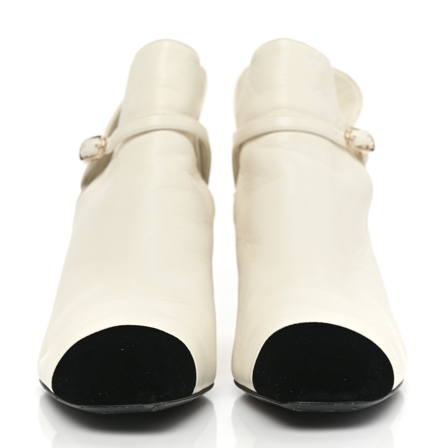 Chanel Lambskin Velvet Cap Toe Short Ankle Boots 37 White 2 of 8