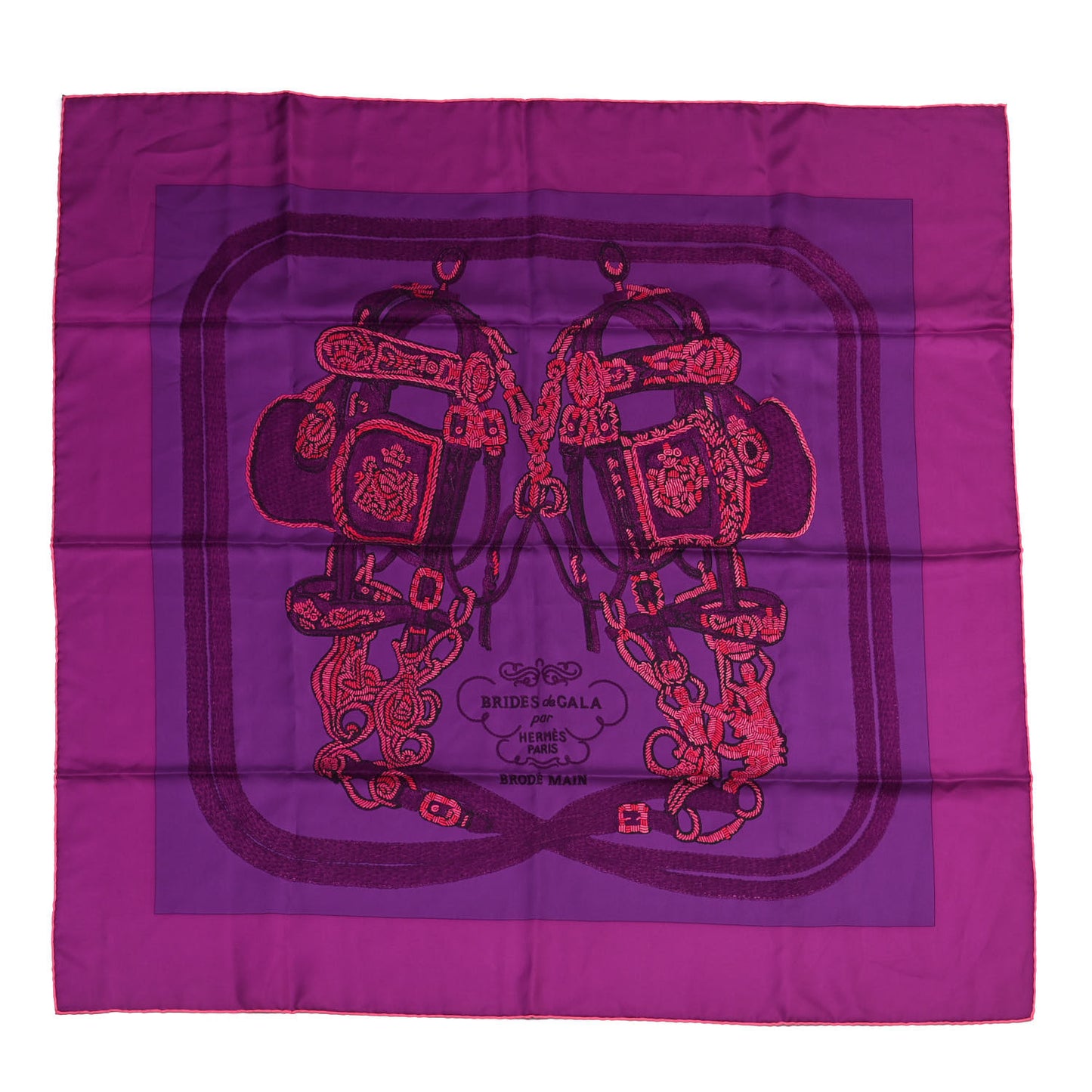 Silk Brides De Gala Brode Scarf 90 Fuchsia Violet Framboise