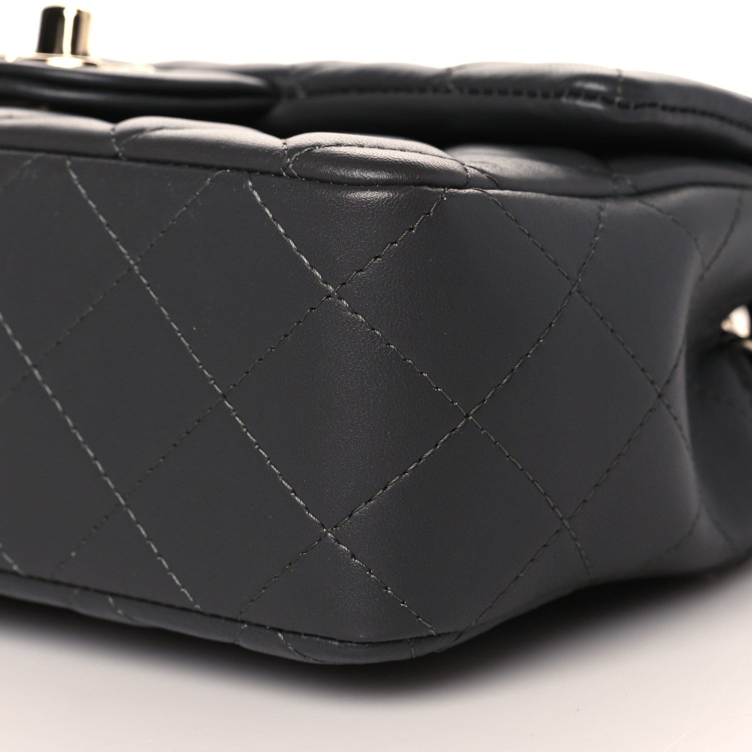 Chanel Lambskin Quilted Mini Rectangular Flap Dark Grey 8 of 11
