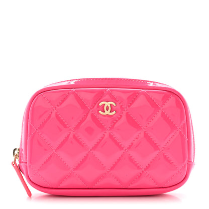 Chanel Patent Quilted Small Curvy Pouch Cosmetic Case Pink 1 of 10