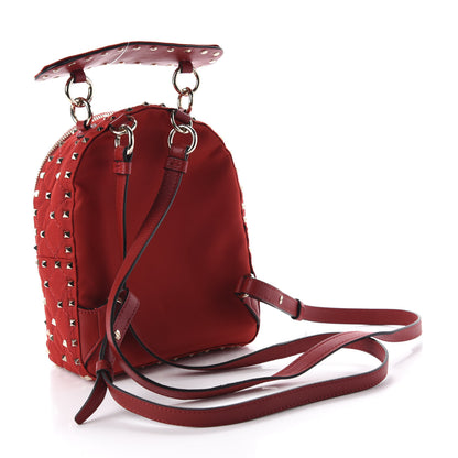Valentino Garavani Nylon Quilted Mini Rockstud Spike Backpack Red 2 of 8