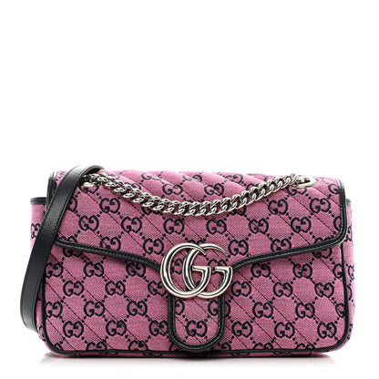Gucci Monogram Multicolor Matelasse Diagonal Small GG Marmont Shoulder Bag Pink Blue 1 of 10