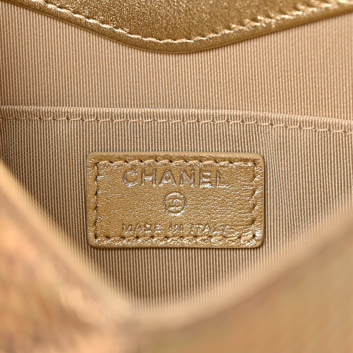 Chanel Metallic Lambskin Embossed Envelope Clutch Gold 6 of 8
