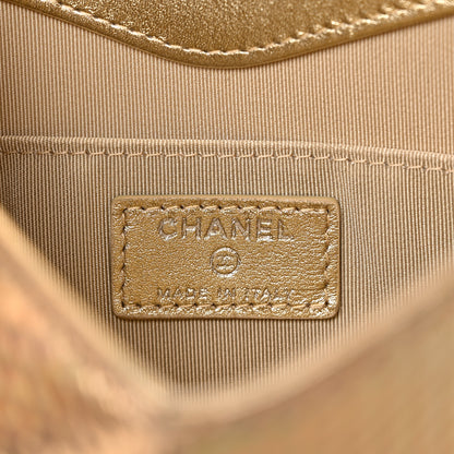 Chanel Metallic Lambskin Embossed Envelope Clutch Gold 6 of 8