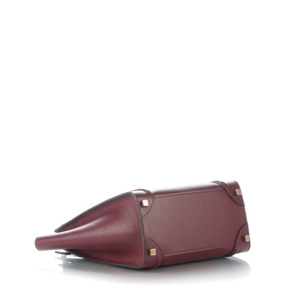 Celine Goatskin Calfskin Micro Luggage Burgundy 4 of 7