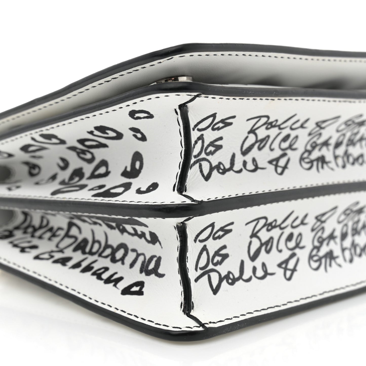 Calfskin DG Graffiti Print 3.5 Crossbody White