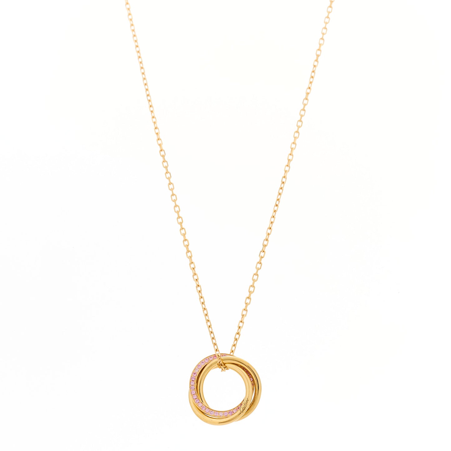 18K Pink Gold Pink Sapphire Trinity Pendant Necklace