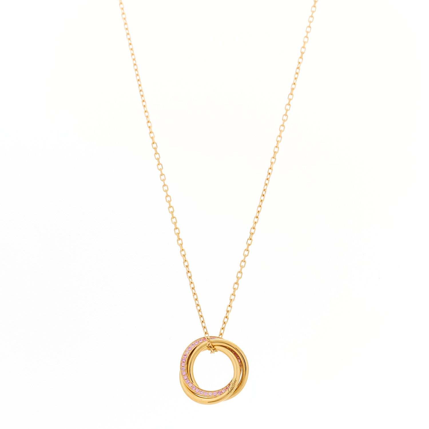 Cartier 18K Pink Gold Pink Sapphire Trinity Pendant Necklace 1 of 7