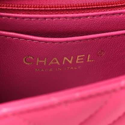 Chanel Lambskin Chevron Quilted Mini Square Flap  Pink 6 of 11