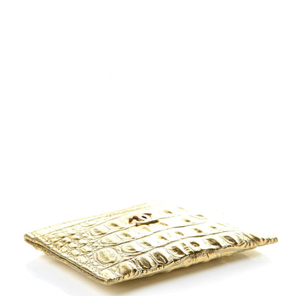 Chanel Metallic Calfskin Crocodile Embossed Cocodile Card Holder Gold 4 of 9