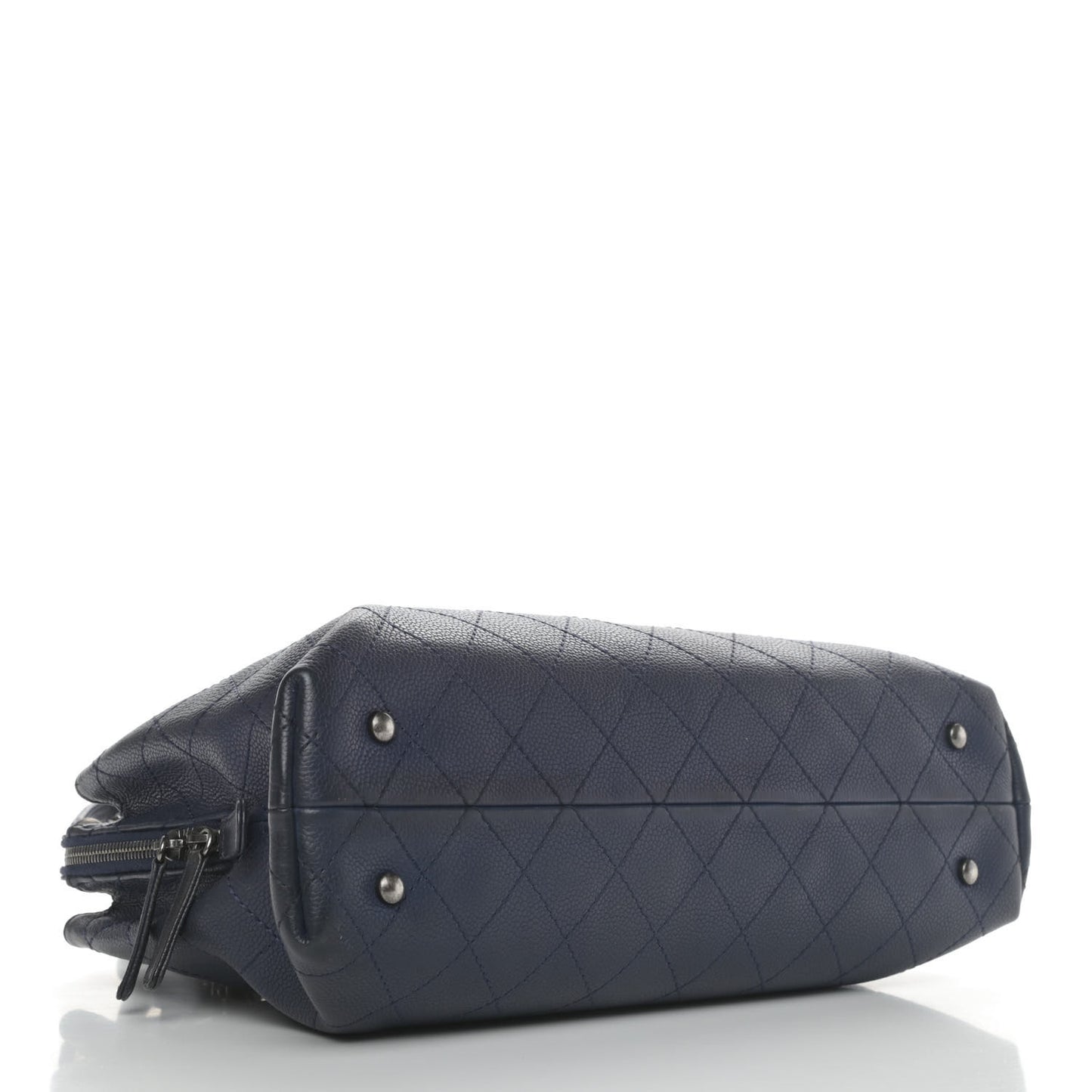 Grained Vegetal Calfskin Small Urban Shopping Tote Navy