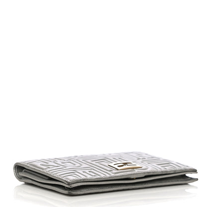 Fendi Metallic Nappa Logo Embossed Long Wallet On Chain Silver 6 of 26