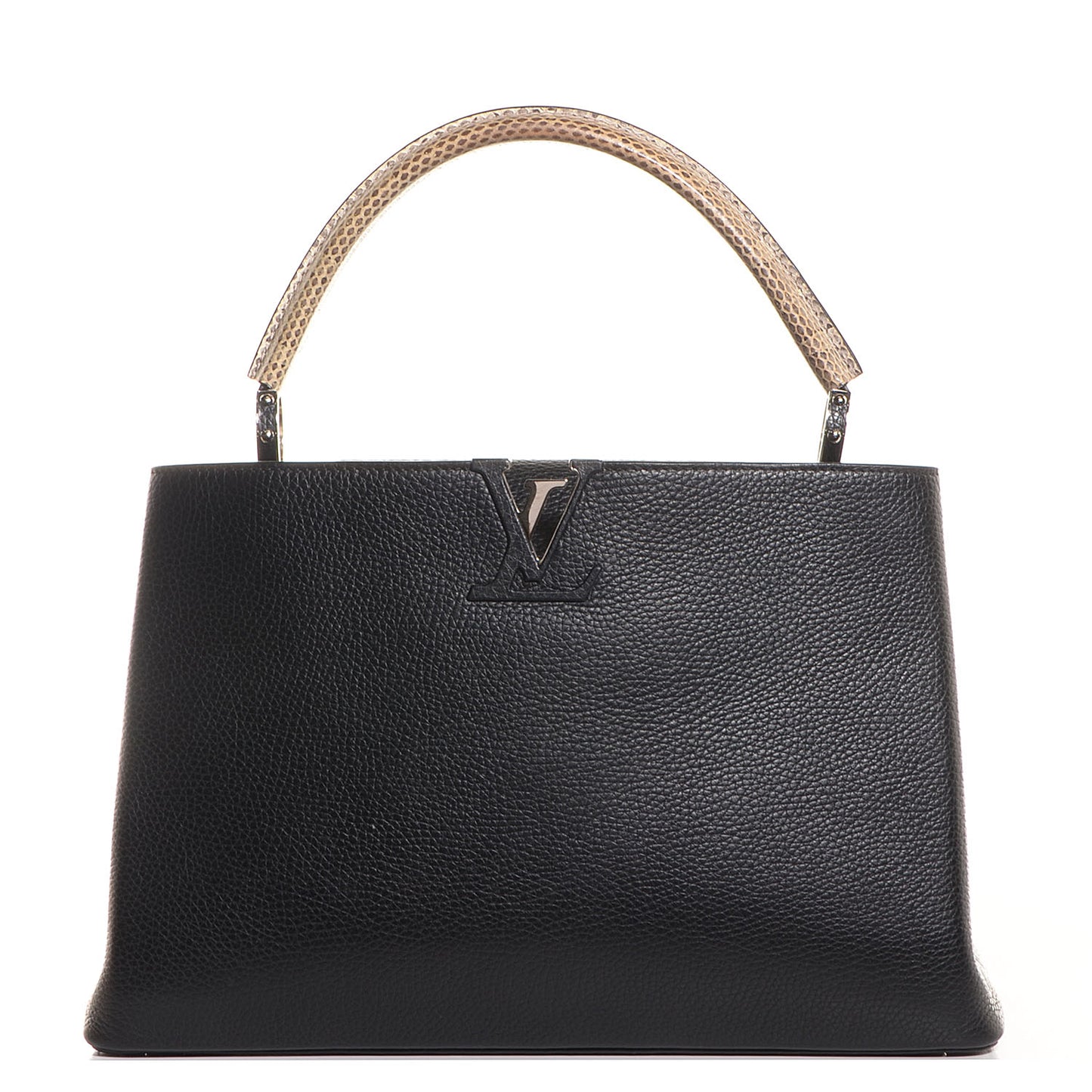 Taurillon Watersnake Capucines MM Black