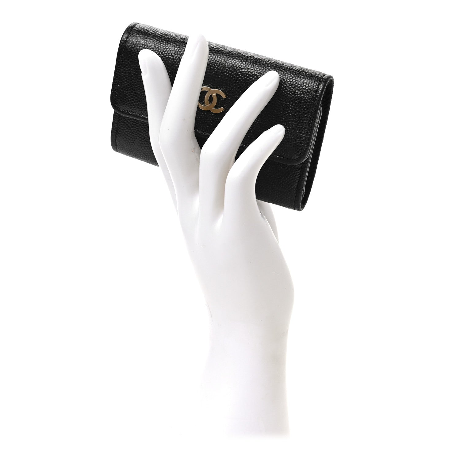 Chanel Caviar Embossed Camellia 4 Key Holder Case Black 2 of 7