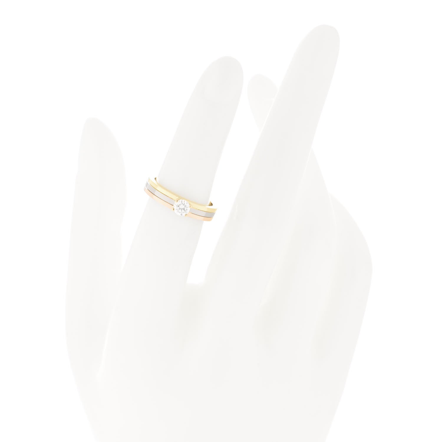 Cartier 18K Pink Yellow White Gold Diamond .23ct Solitaire Trinity Engagement Ring 49 4.75 2 of 5