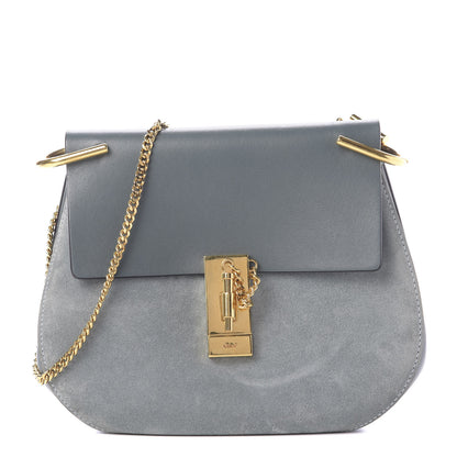Chloe Suede Smooth Calfskin Drew Shoulder Bag Cloudy Blue 1 of 9
