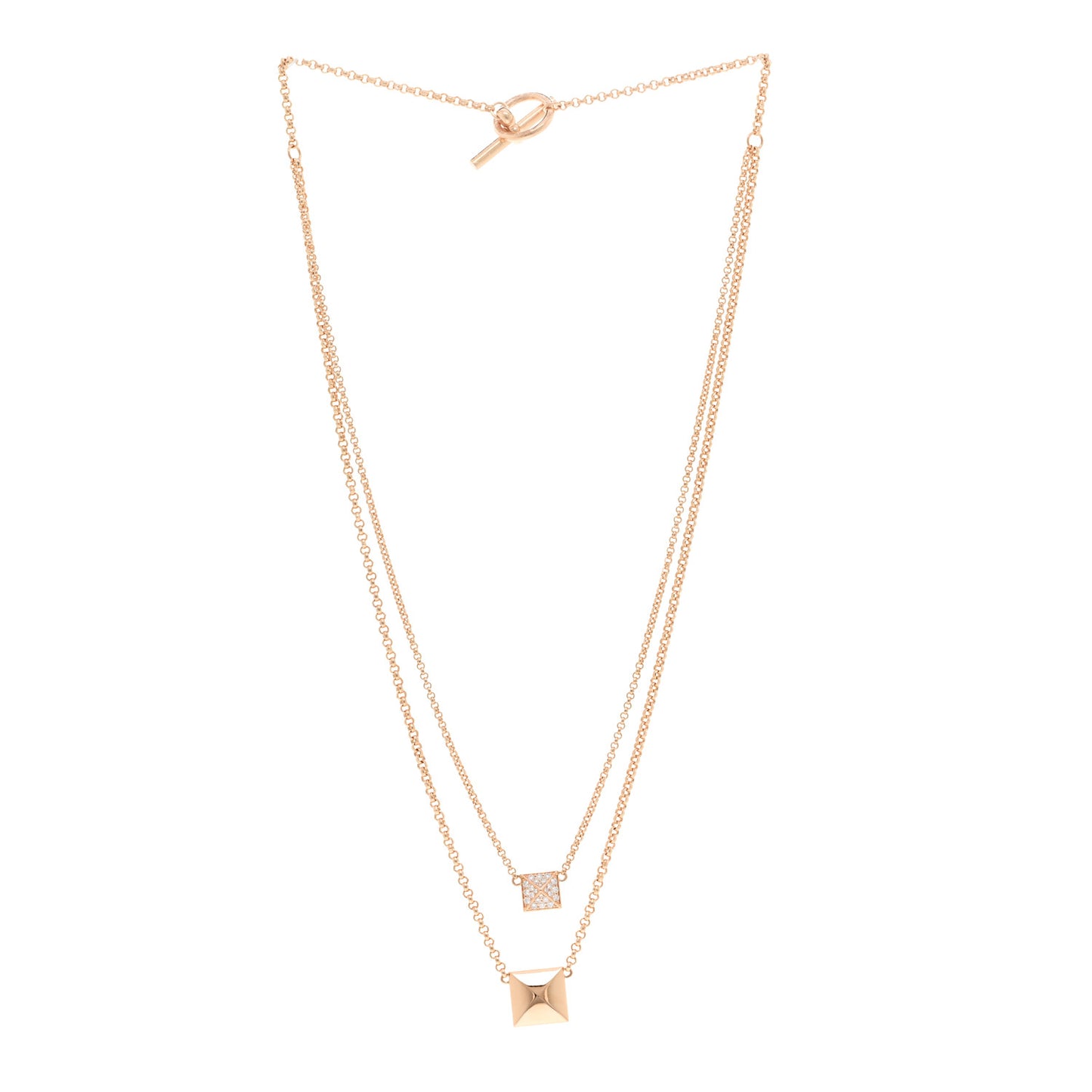 18K Rose Gold Diamond Clou d'H Double Pendant Necklace