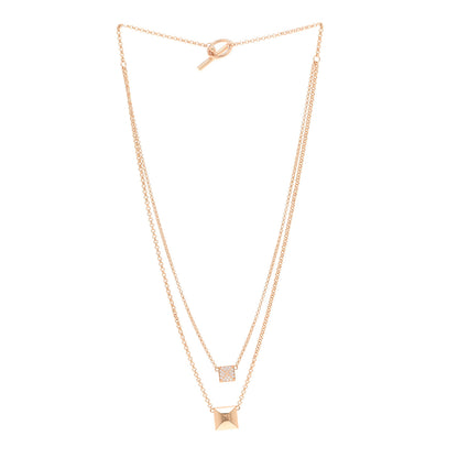 Hermes 18K Rose Gold Diamond Clou d'H Double Pendant Necklace 3 of 5