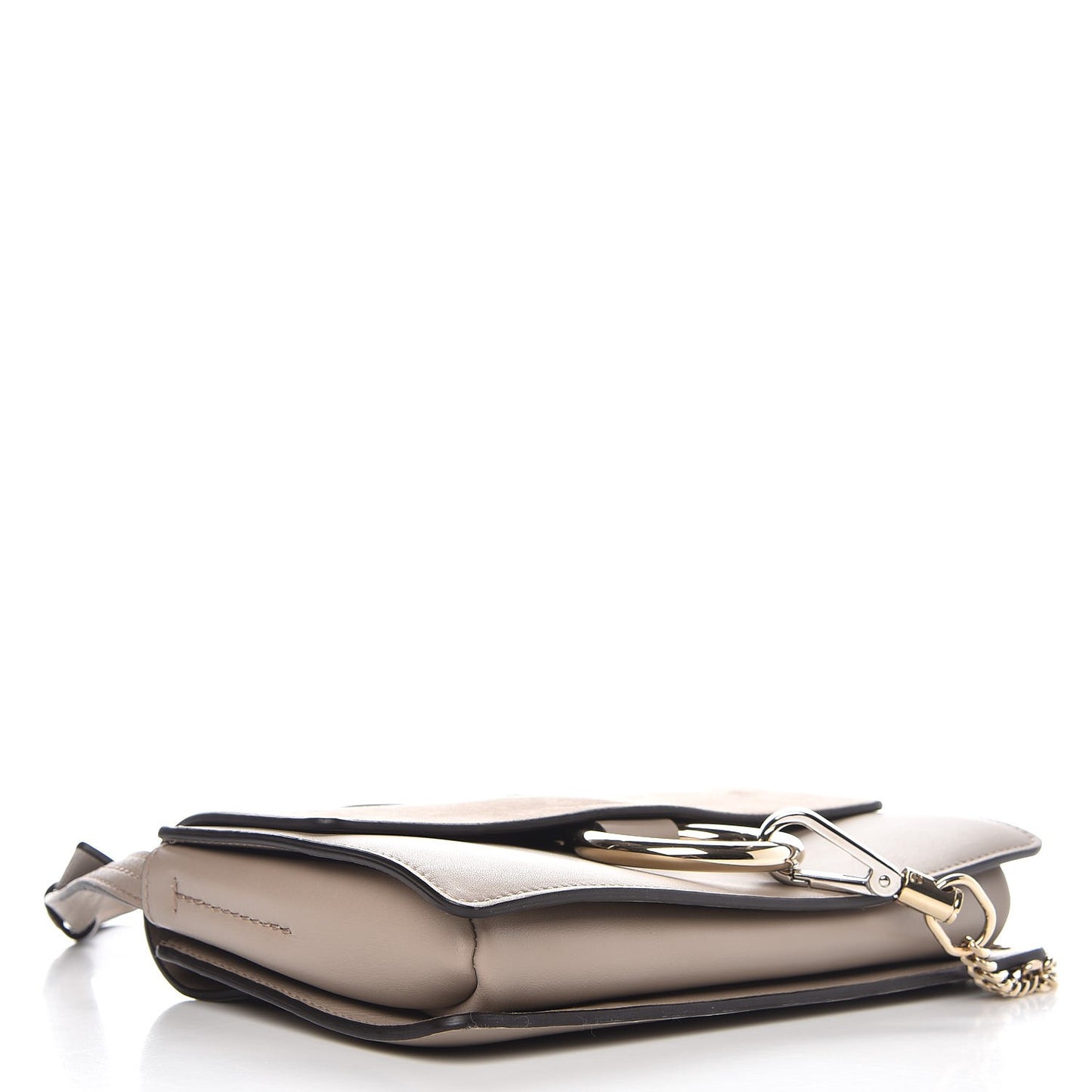 Suede Calfskin Small Faye Shoulder Bag Motty Grey