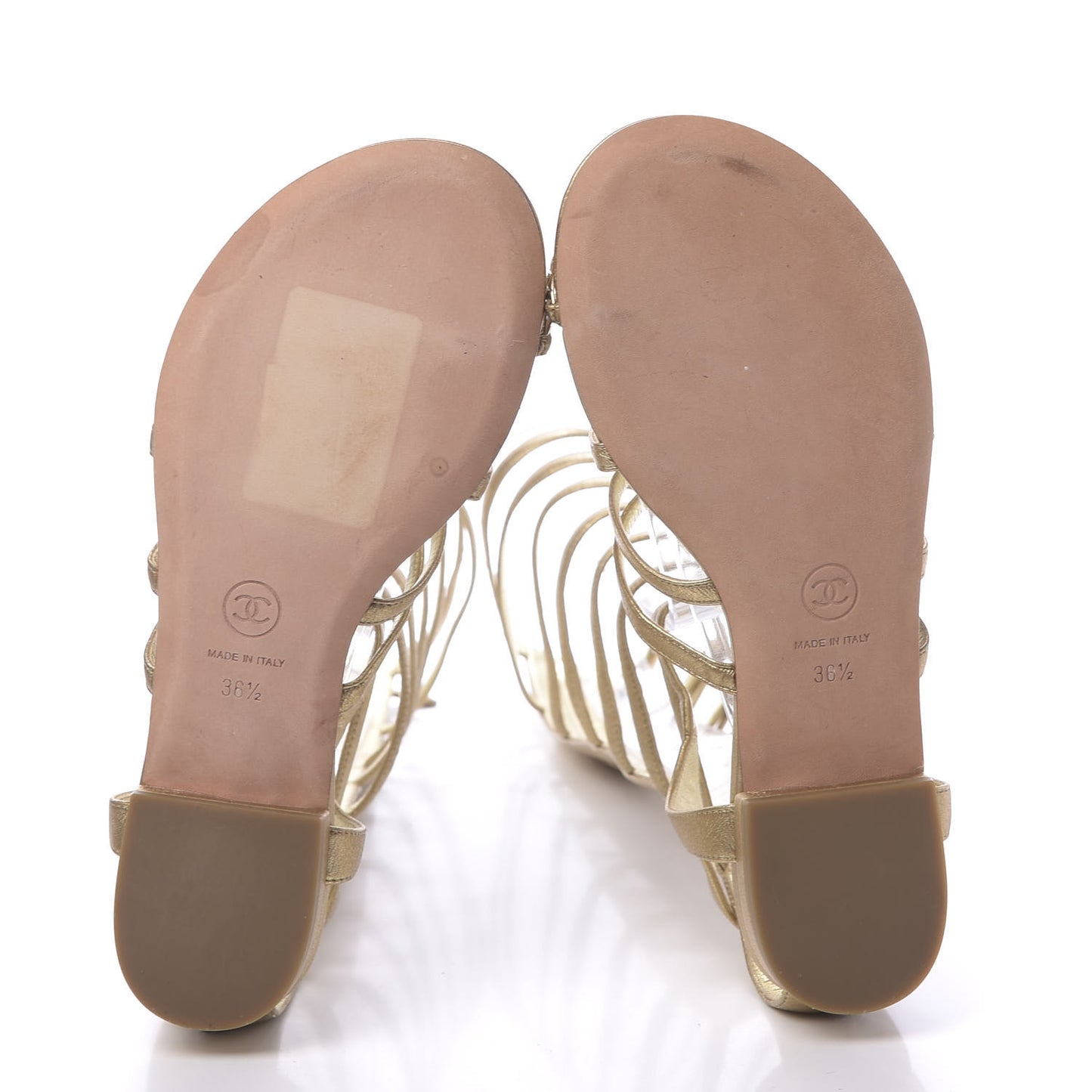 Metallic Lambskin Gripoix Gladiator Sandals 36.5 Gold
