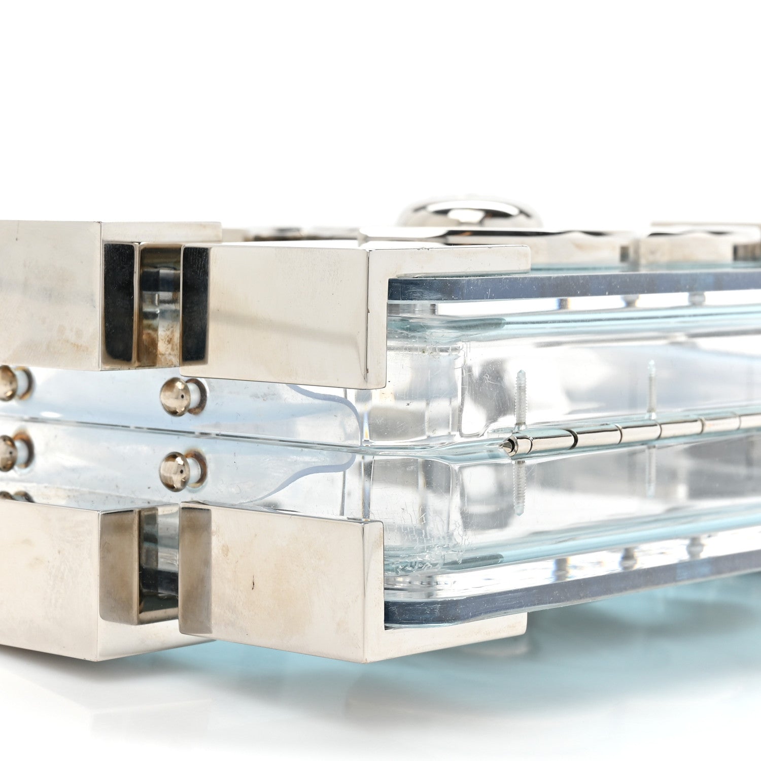Chanel Plexiglass Boy Brick Lego Clutch Blue Silver 7 of 13