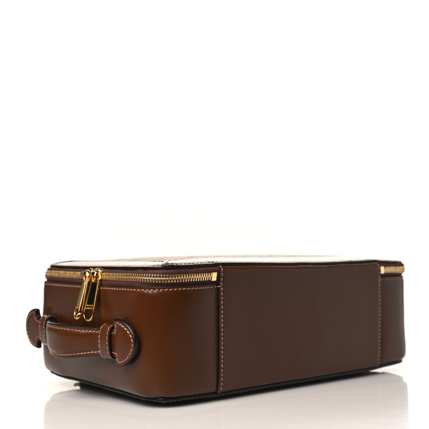Gucci GG Supreme Monogram Glazed Textured Calfskin Retro Interlocking G Box Shoulder Bag Beige Ebony Brown Sugar 4 of 9