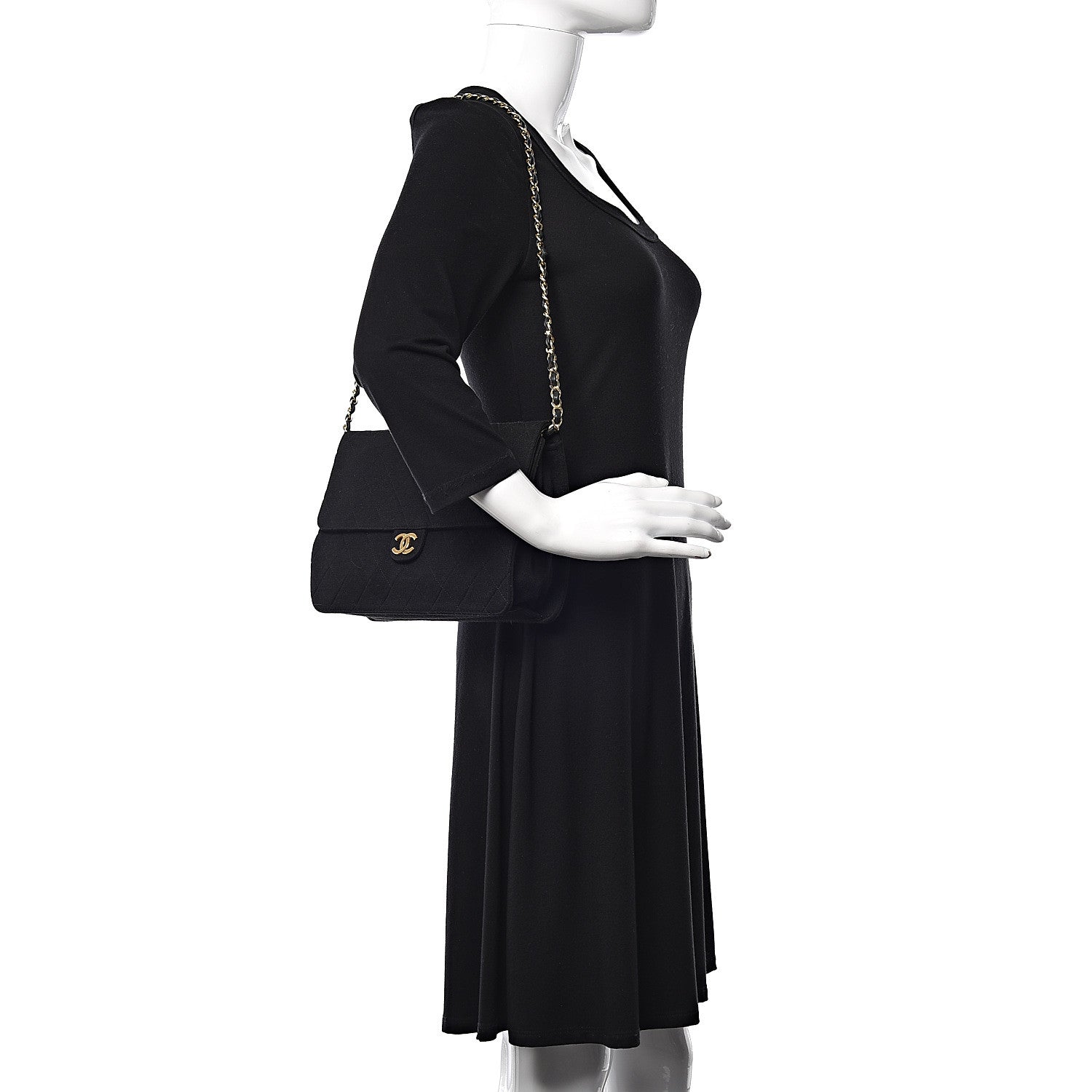 Chanel Jersey Quilted Medium Single Flap Black 1 of 12