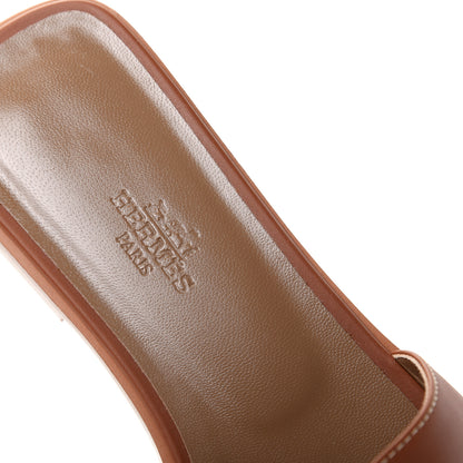 Hermes Box Calfskin Oran Sandals 38.5 Gold 8 of 11