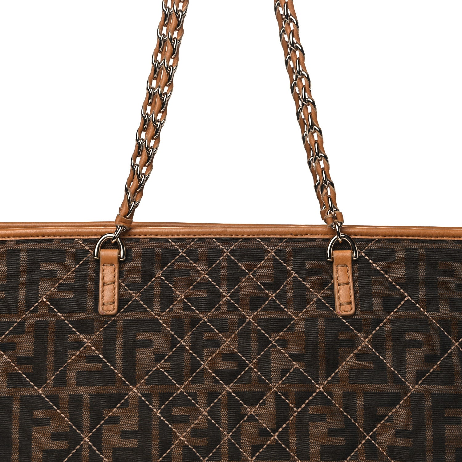 Fendi Zucca Quilted Chain Roll Tote Tobacco 7 of 17