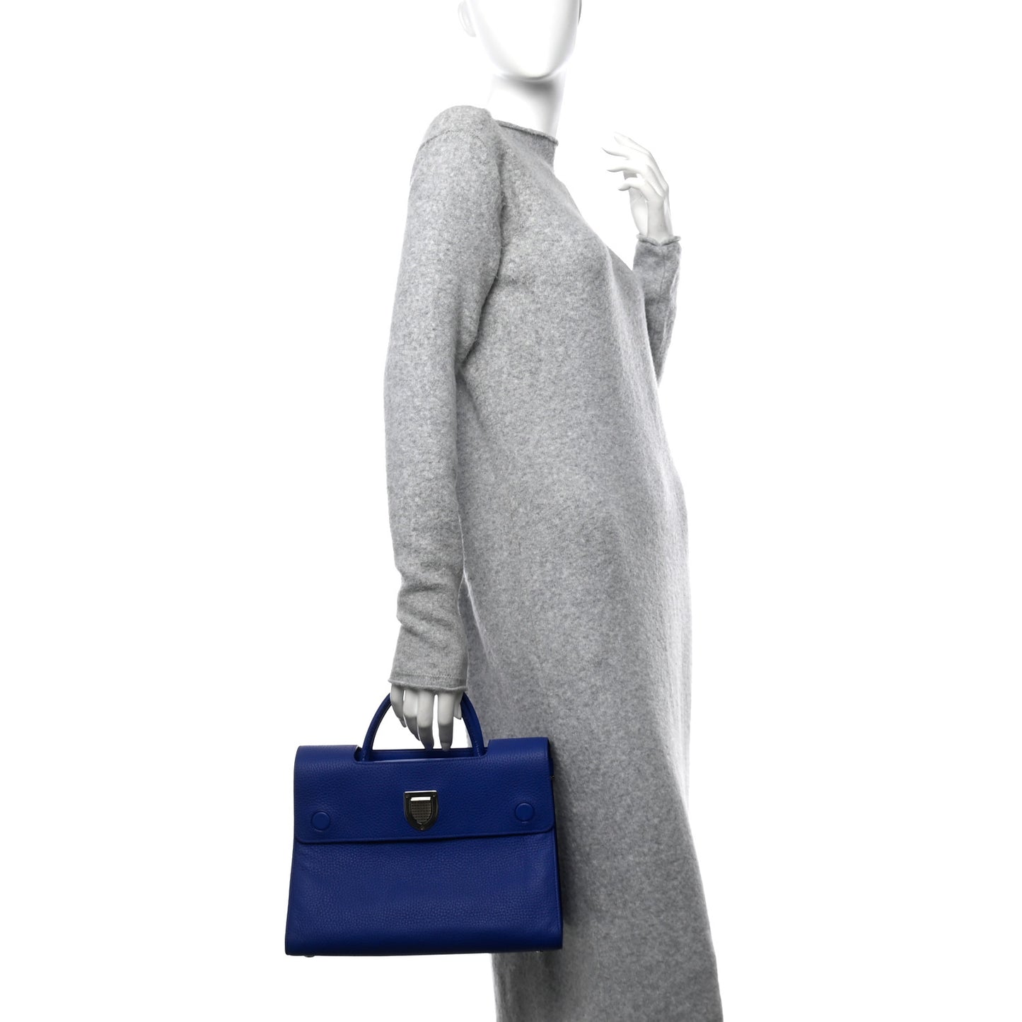 Grained Calfskin Medium Diorever Flap Blue
