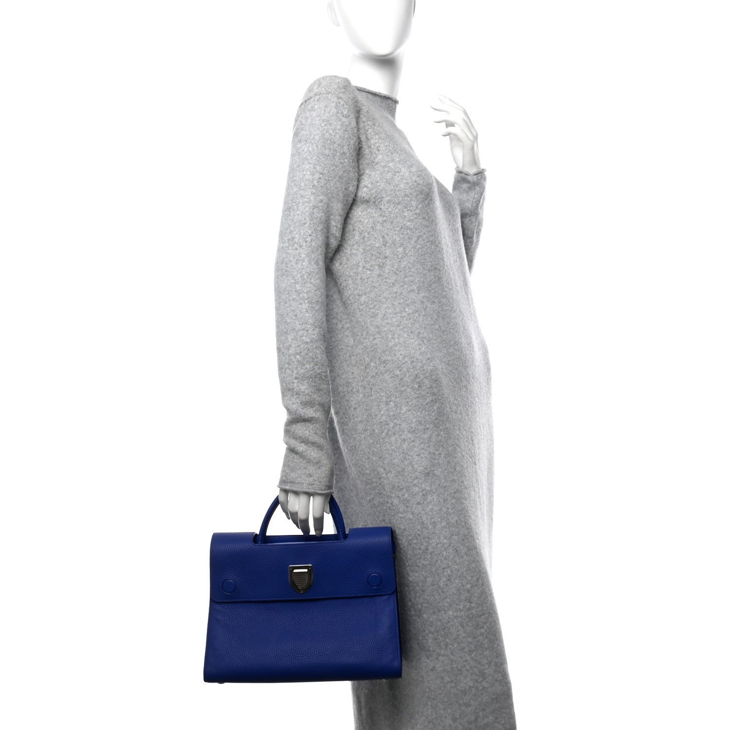 Christian Dior Grained Calfskin Medium Diorever Flap Blue 3 of 12