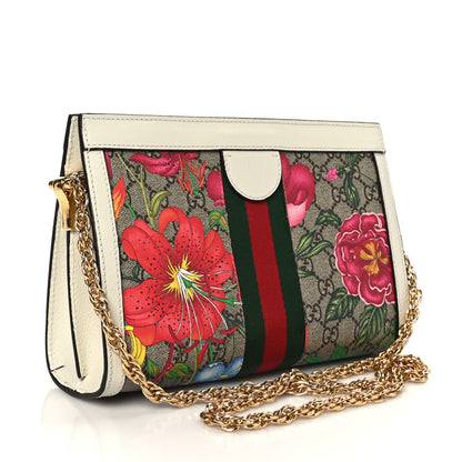 Gucci GG Supreme Monogram Flora Web Small Ophidia Chain Shoulder Bag White 3 of 10