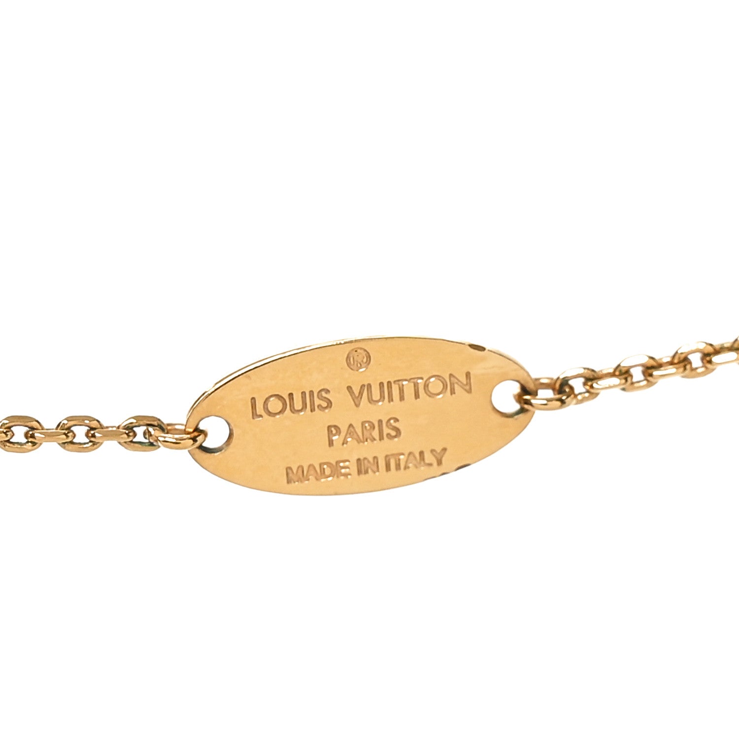 Louis Vuitton Crystal Precious Nanogram Name Tag Necklace Gold Silver 4 of 5