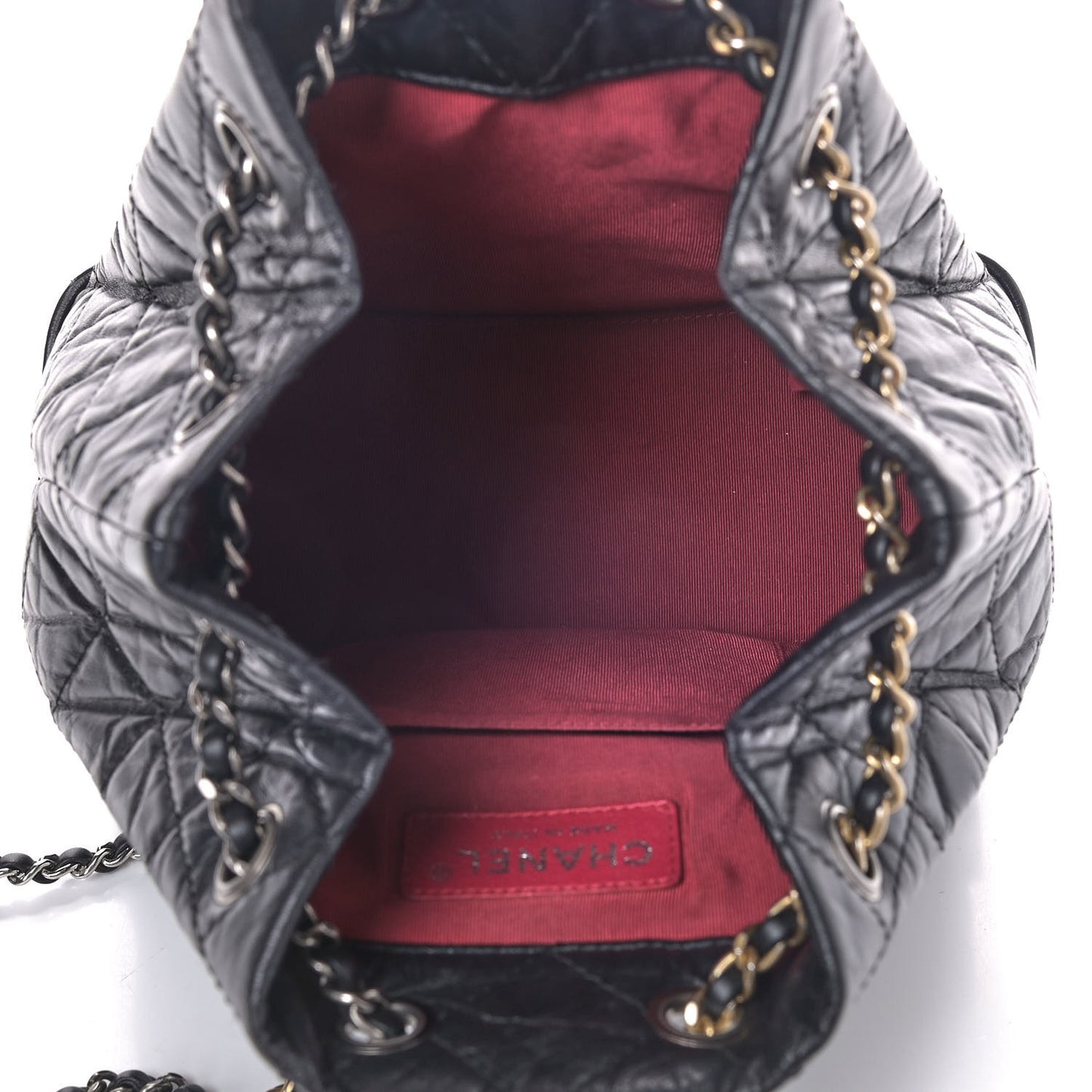 Aged Calfskin Quilted Small Gabrielle Backpack Black