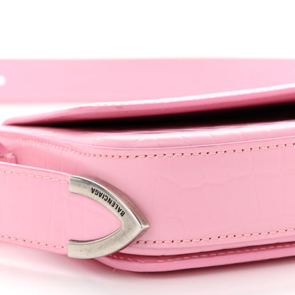 Balenciaga Shiny Calfskin Crocodile Embossed Ghost Sling Bag Pink 10 of 16