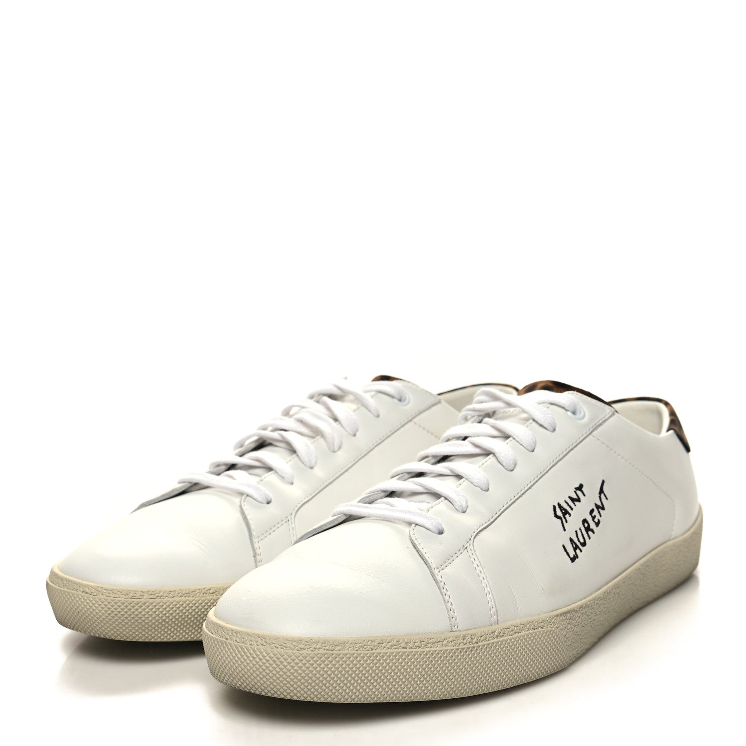 Saint Laurent Calfskin Embroidered Mens Court Classic Sneakers 45 White Black 3 of 10