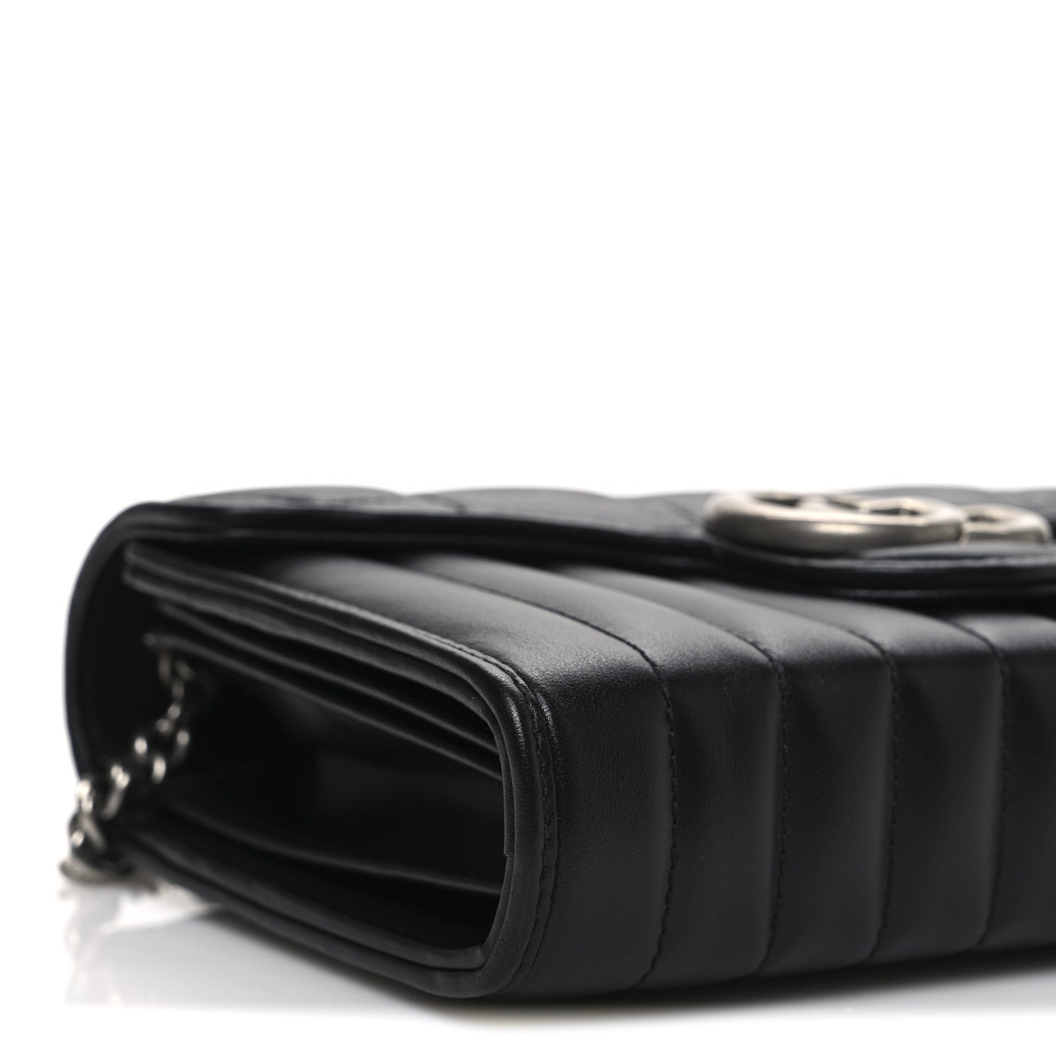 Gucci Calfskin Matelasse Aria GG Marmont Chain Wallet Black 9 of 10
