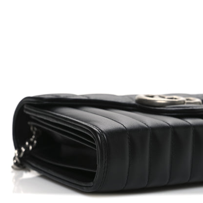 Gucci Calfskin Matelasse Aria GG Marmont Chain Wallet Black 9 of 10