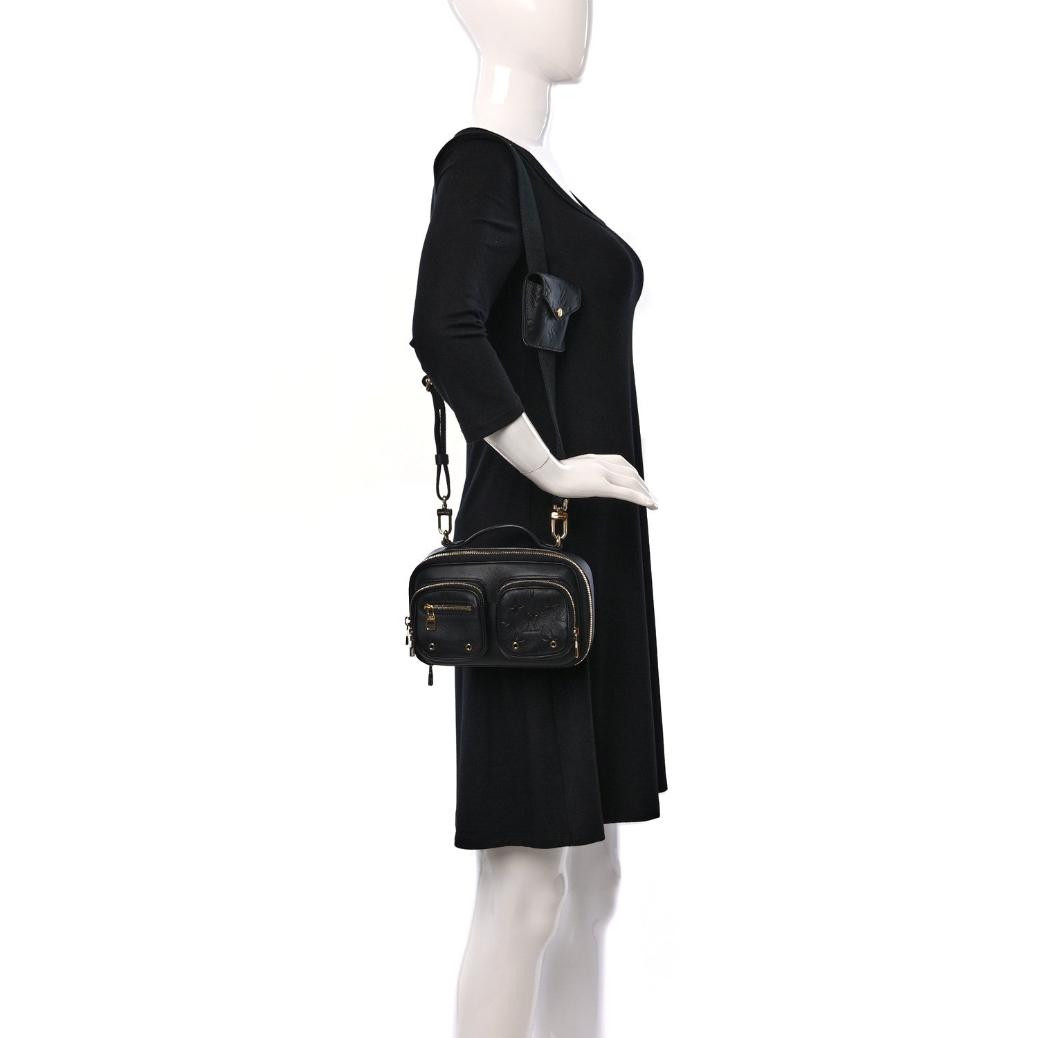 Louis Vuitton Calfskin Monogram Embossed Utility Crossbody Black 2 of 11