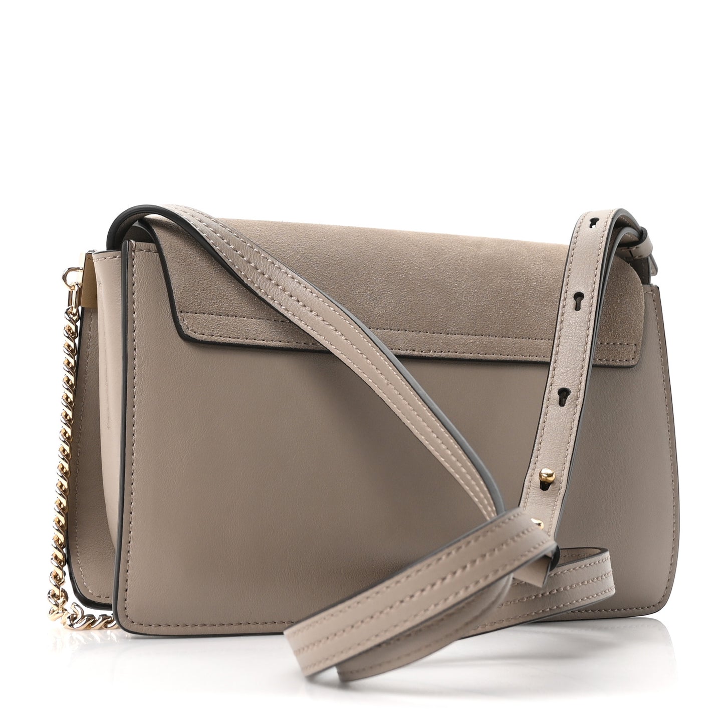 Suede Calfskin Small Faye Shoulder Bag Motty Grey
