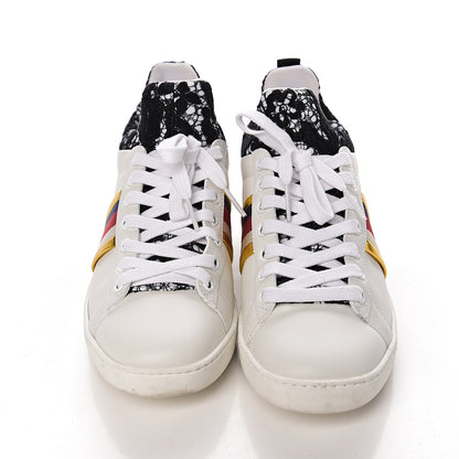 Gucci Calfskin Lace Ayers Sylvie Web New Womens Ace High Top Sneakers 35.5 White 8 of 9