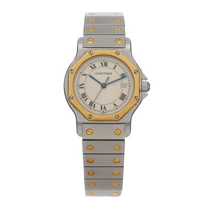 Cartier Stainless Steel 18K Yellow Gold 29mm Santos Octagon Quartz Watch 1 of 4