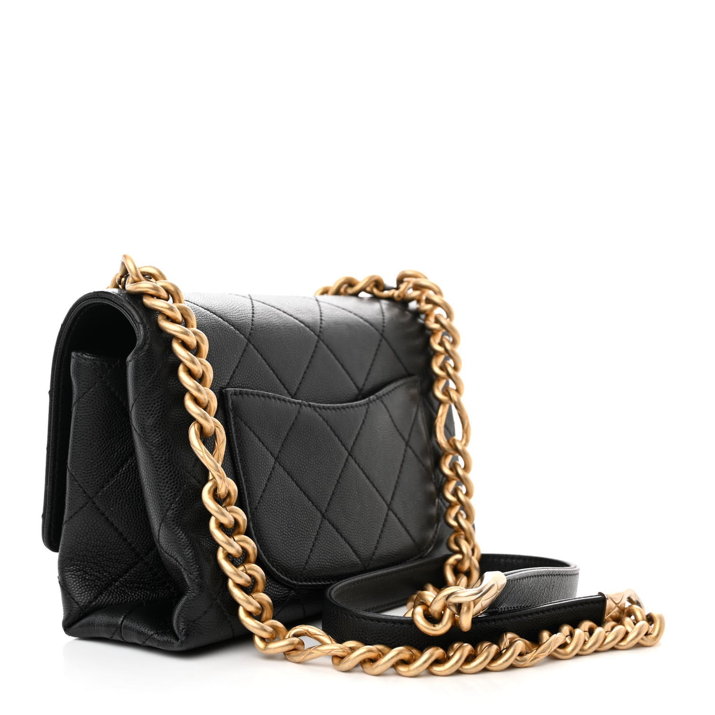 Caviar Quilted Mini Bracelet On Chain Flap Black