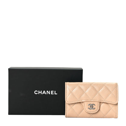 Chanel Caviar Quilted Flap Card Holder Wallet Beige 9 of 9
