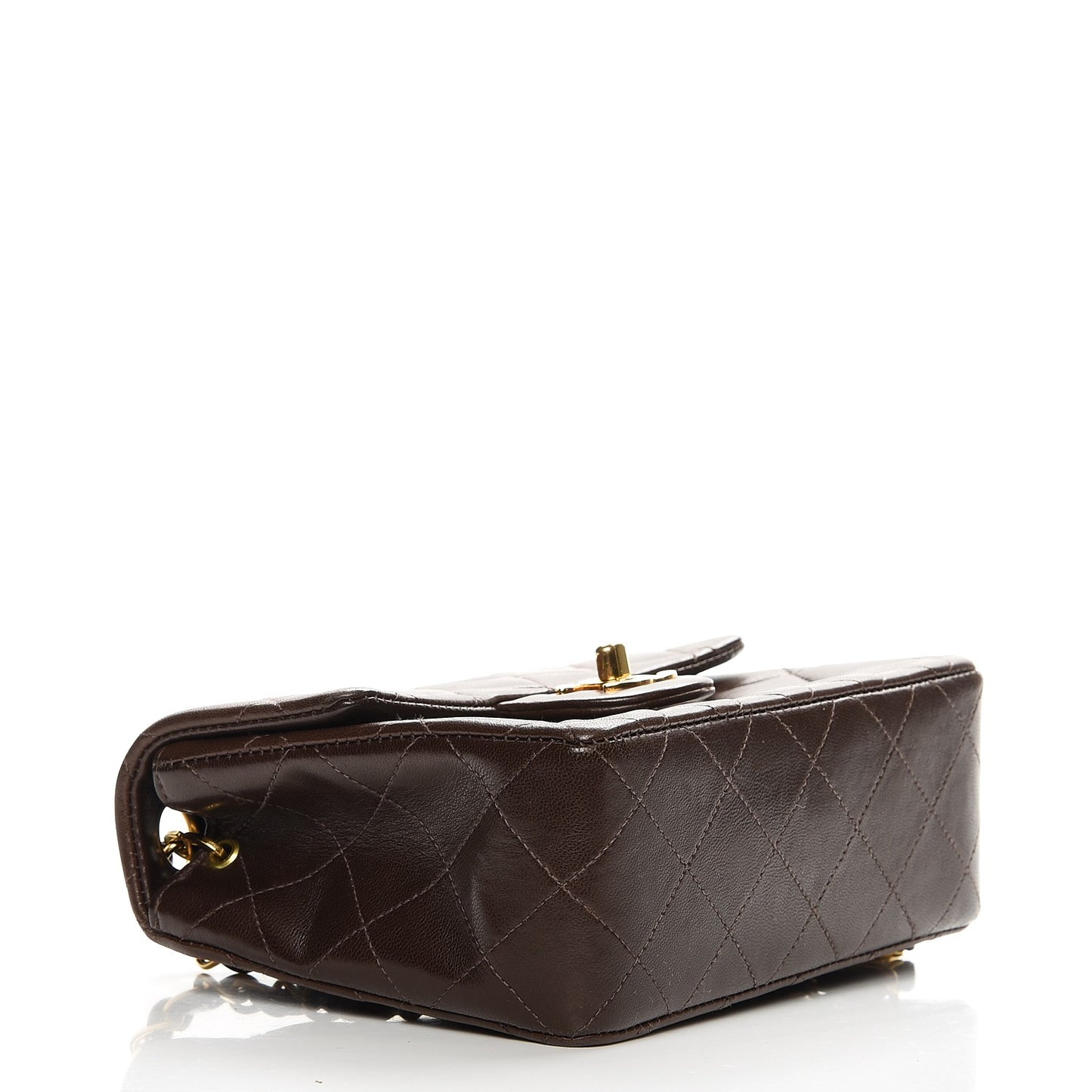Lambskin Quilted Mini Square Flap Brown
