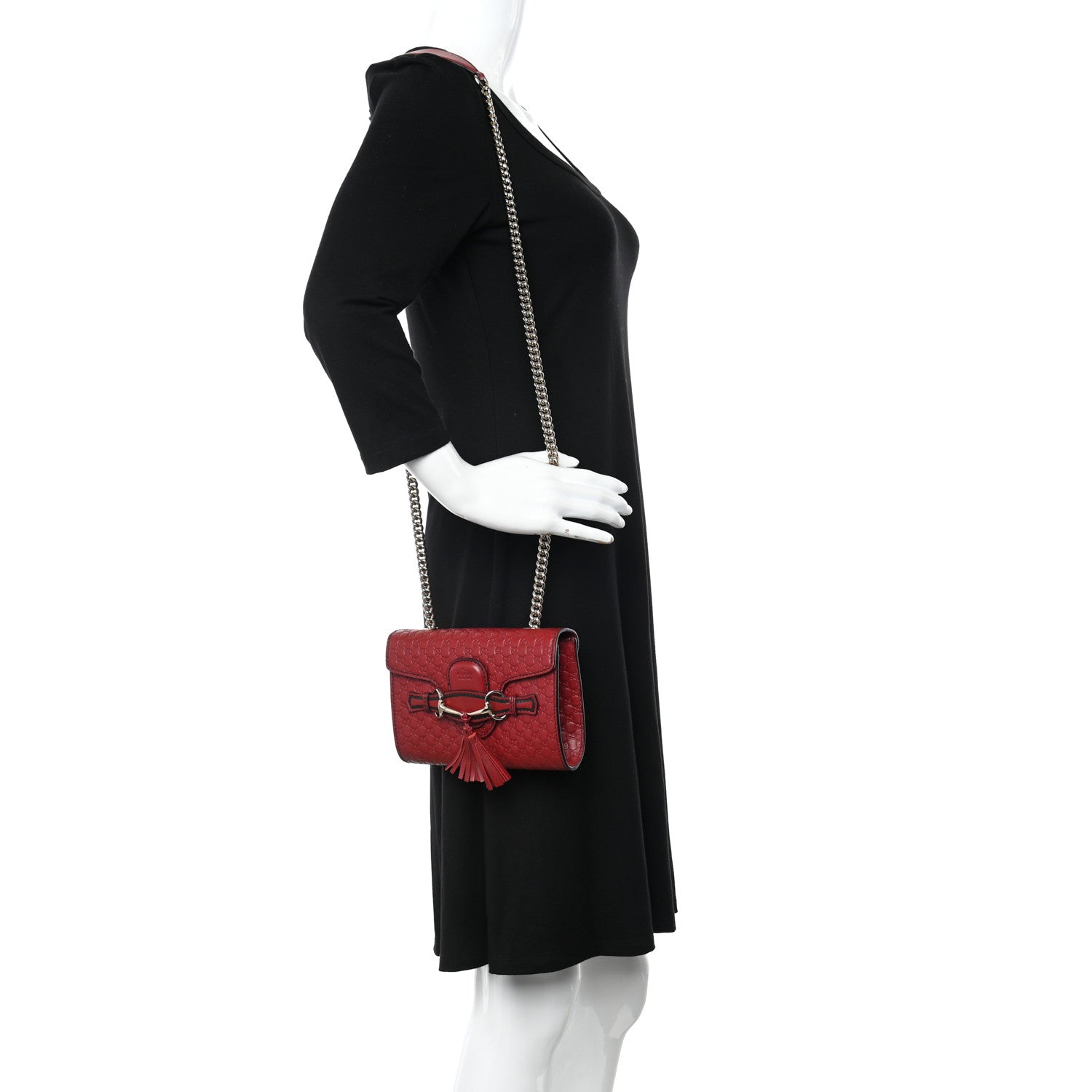 Gucci Soft Microguccissima Mini Emily Chain Shoulder Bag Rosso 2 of 11